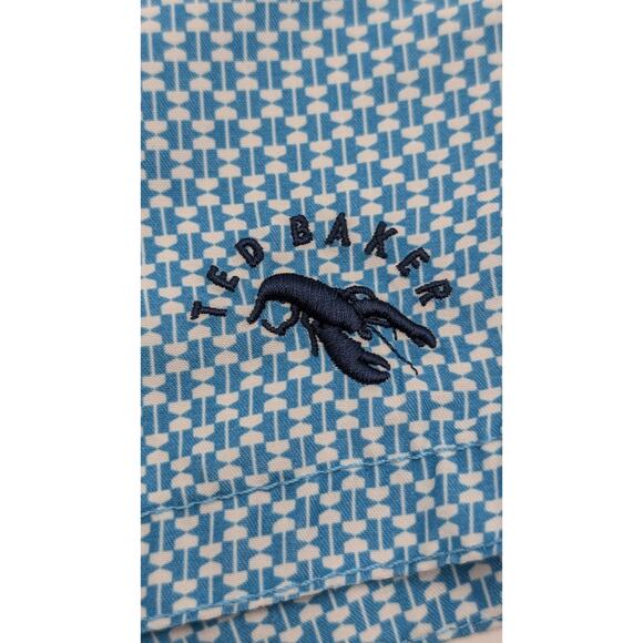 Ted Baker Men's Swim Trunks Size 5 (L) Larkman Lobster Logo Blue Fish Print - Picture 4 of 10